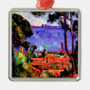Ornement Carré Argenté Cezanne - Vue à travers les arbres