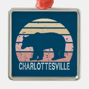 Ornement Carré Argenté Charlottesville Virginia Retro Bear