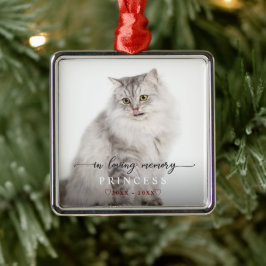 Ornement Carré Argenté Charming In Love Mémoire Chat Photo Monogramme
