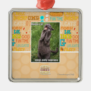 Ornement Carré Argenté Chat d'opéra