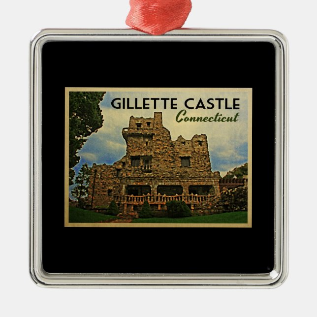Ornement Carré Argenté Château Gillette Connecticut (Devant)