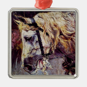 Ornement Carré Argenté Chef d'un cheval blanc (par Giovanni Boldini)