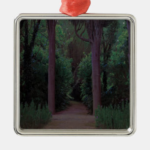 Ornement Carré Argenté Chemin dans un parc (par Santiago Rusiñol)