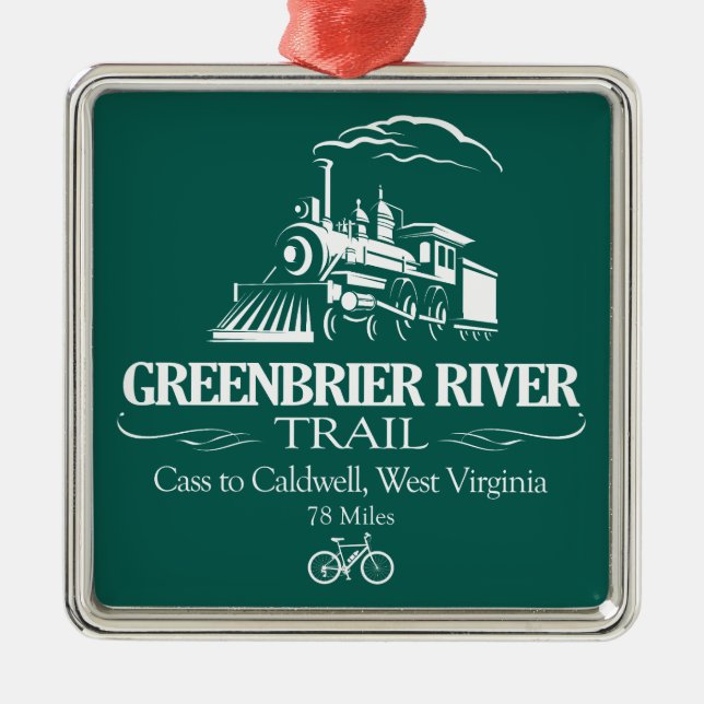 Ornement Carré Argenté Chemin de la rivière Greenbrier (RT) (Devant)