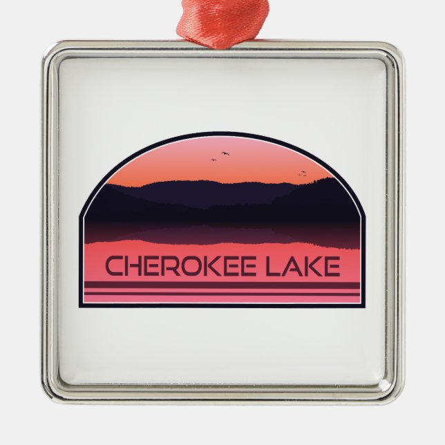 Ornement Carré Argenté Cherokee Lake Tennessee Red Sunrise (Devant)