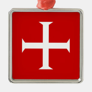 Ornement Carré Argenté chevaliers templar croix-rouge malta teutonic hôpi