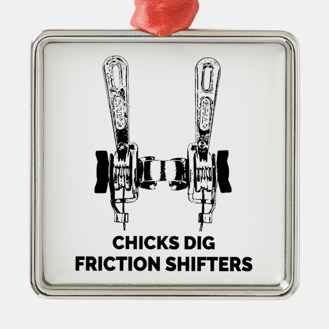Ornement Carré Argenté Chicks Creg Friction Shifters Bicycle (Devant)