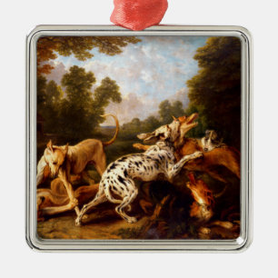 Ornement Carré Argenté Chiens combattant (par Frans Snyders)