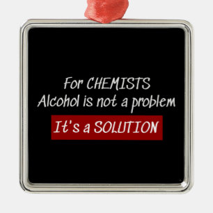 Ornement Carré Argenté Chimistes Alcohol Solution Chimie Blague