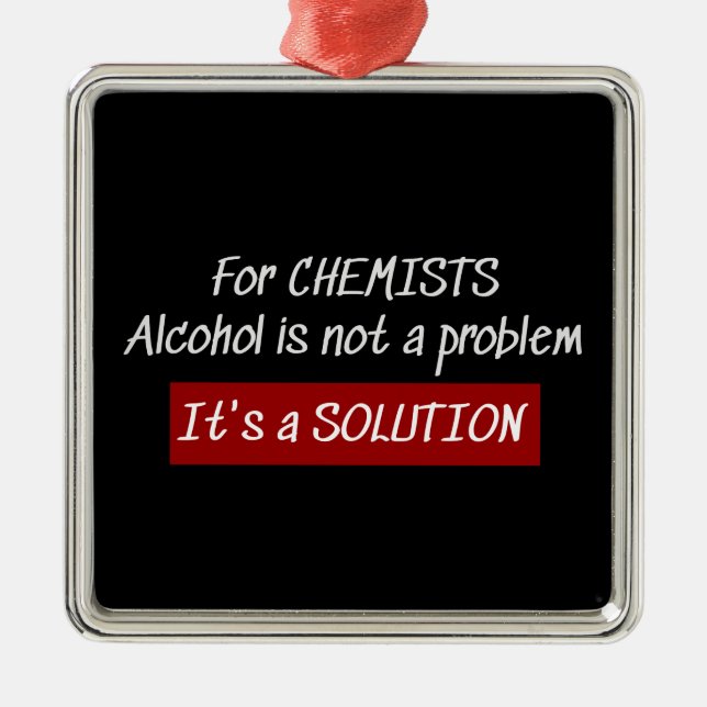 Ornement Carré Argenté Chimistes Alcohol Solution Chimie Blague (Devant)