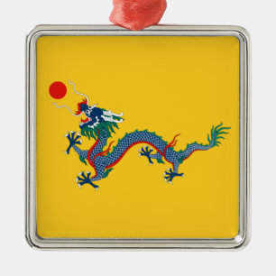 Ornement Carré Argenté China Qing Dynasty Flag (Chinese Dragon) (Asian)