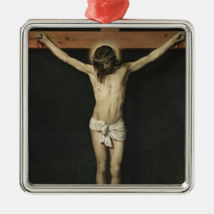Ornement Carré Argenté Christ crucifié sur la Croix (foi) (Vélasquez)