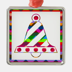 Ornement Carré Argenté Christmas Bell