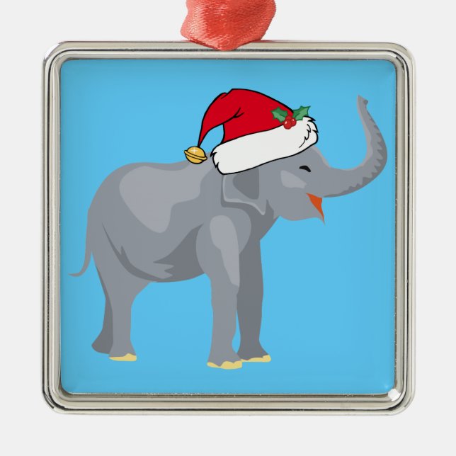 Ornement Carré Argenté Christmas Elephant (Devant)