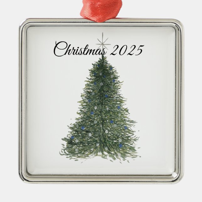 Ornement Carré Argenté Christmas Ornament (Devant)
