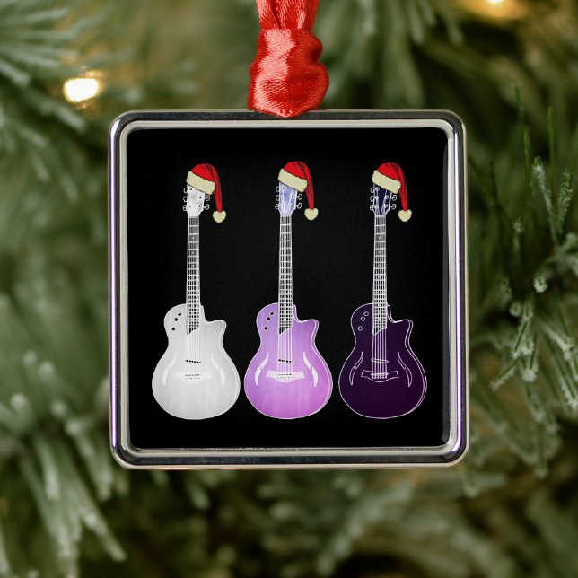 Ornement Carré Argenté Christmassy Guitares électriques rose (Arbre)