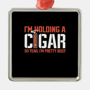Ornement Carré Argenté Cigar Lover Je Détiens Un Cigar