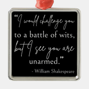 Ornement Carré Argenté Citation De Shakespeare - Bataille De Wits II
