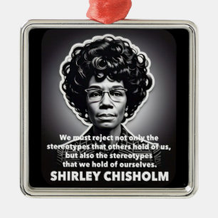 Ornement Carré Argenté Citation de Shirley Chisholm Les vies noires compt