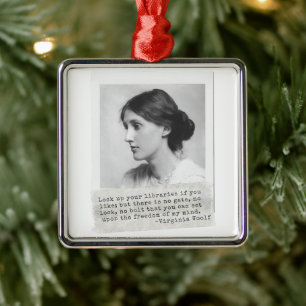 Ornement Carré Argenté Citation de Virginia Woolf - Icônes de l'histoire 