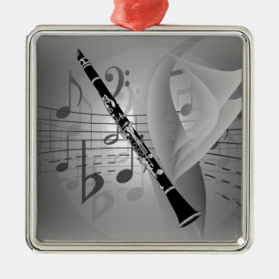 Ornement Carré Argenté Clarinet aux accents musicaux