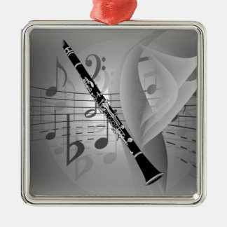 Ornement Carré Argenté Clarinet aux accents musicaux