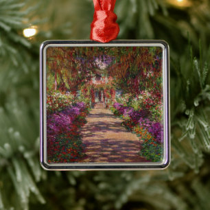 Ornement Carré Argenté Claude Monet   A Pathway à Monet's Garden