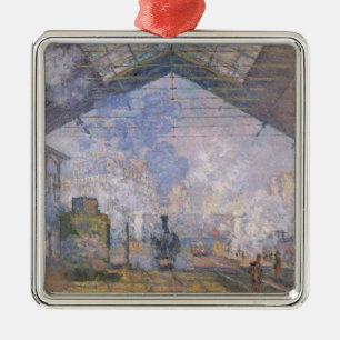 Ornement Carré Argenté Claude Monet La Gare St Lazare, 1877