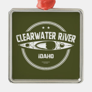 Ornement Carré Argenté Clearwater River Idaho Kayak