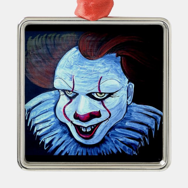 Ornement Carré Argenté Clown : Mal (Devant)