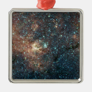 Ornement Carré Argenté Cluster d'étoiles massif