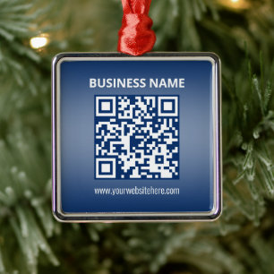 Ornement Carré Argenté Code QR   Bleu (ou toute couleur)