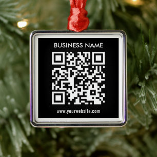 Ornement Carré Argenté Code QR modifiable (généré instantanément)   Noir
