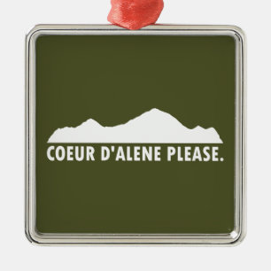 Ornement Carré Argenté Coeur d'Alene Idaho S'il vous plaît