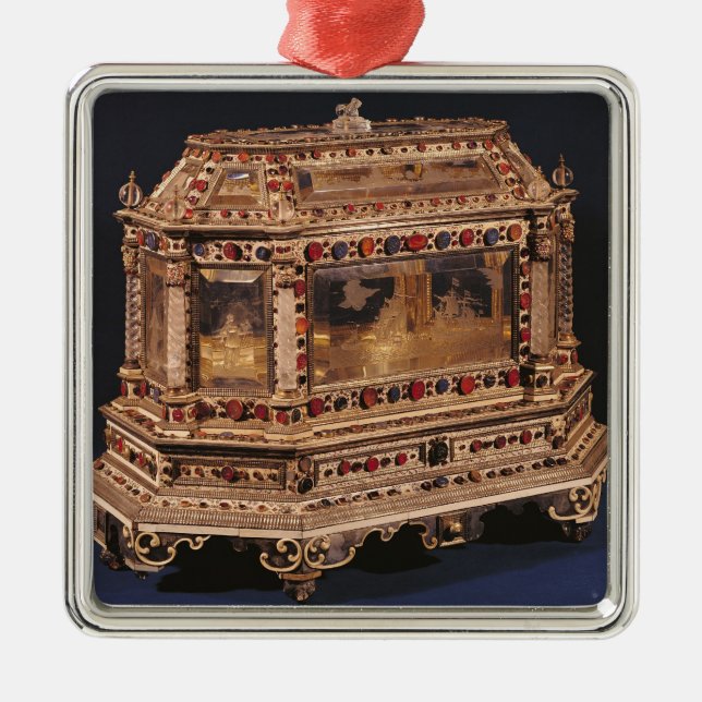 Ornement Carré Argenté Coffre de mariage, 1753 (Devant)