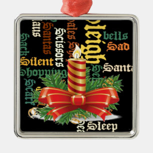 Ornement Carré Argenté Collection d'oeuvres d'art Word de bougie de Noël