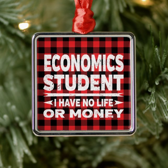 Ornement Carré Argenté Collège Économique Grand Étudiant Red Plaid (Arbre)