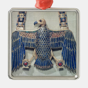 Ornement Carré Argenté Collier avec le pendentif de vautour