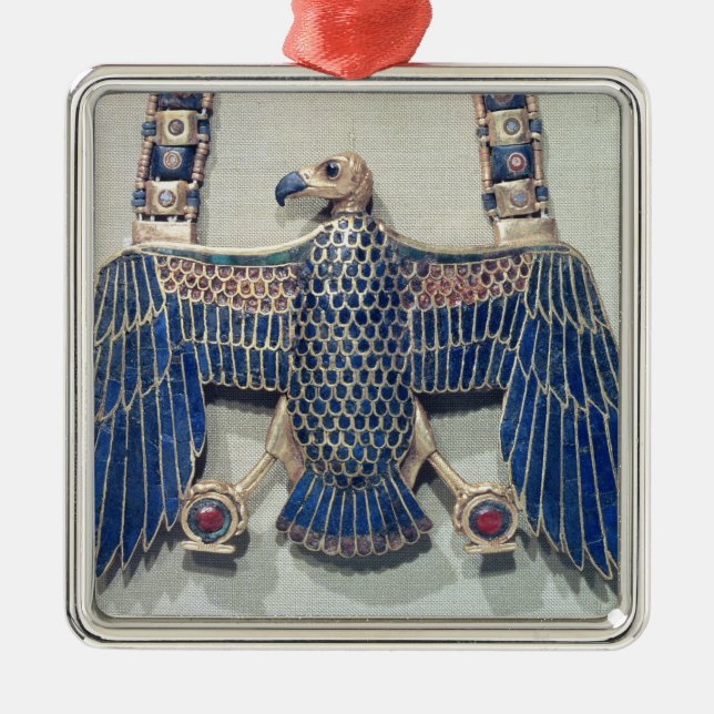 Ornement Carré Argenté Collier avec le pendentif de vautour (Devant)