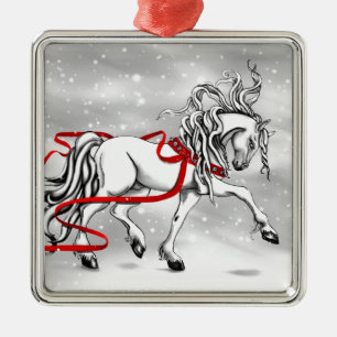 Ornement Carré Argenté Conception blanche de Noël d'étalon