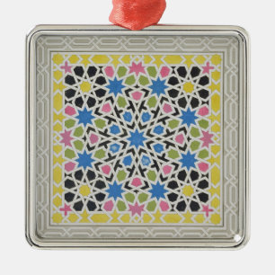 Ornement Carré Argenté Conception de mosaïque d'Alhambra, 'de l'Arabe
