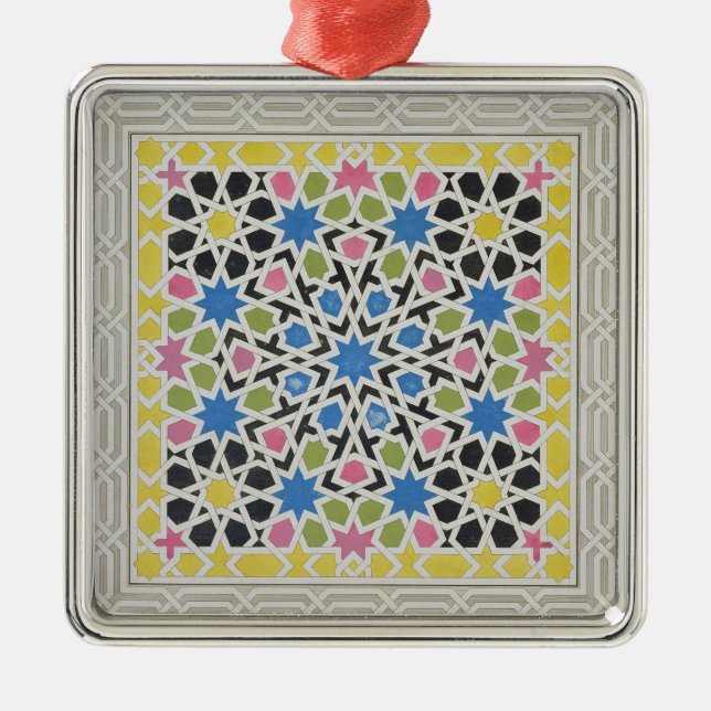 Ornement Carré Argenté Conception de mosaïque d'Alhambra, 'de l'Arabe (Devant)