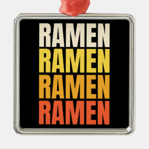 Ornement Carré Argenté Conception de texte Ramen