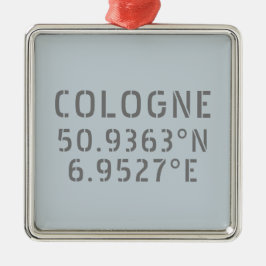Ornement Carré Argenté Coordonnées de la longitude de latitude de Cologne