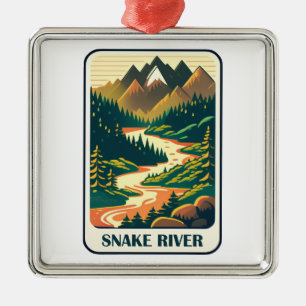 Ornement Carré Argenté Couleurs de la rivière Snake Idaho