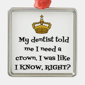 ORNEMENT CARRÉ ARGENTÉ COURONNE DENTISTE