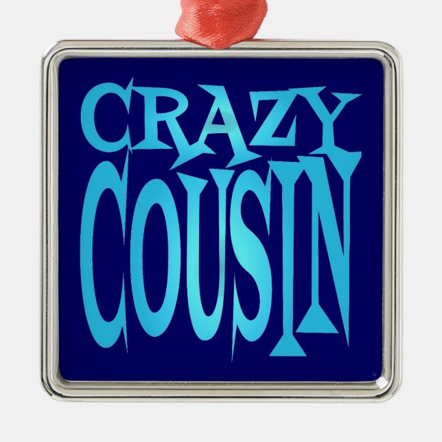 Ornement Carré Argenté Crazy Cousin en bleu (Devant)