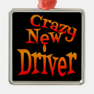Ornement Carré Argenté Crazy Nouveau conducteur Attention
