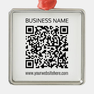 Ornement Carré Argenté Créer un code QR d'entreprise Texte instantané et 