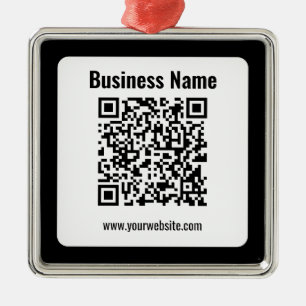 Ornement Carré Argenté Créez votre propre code QR Transparent